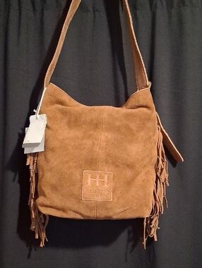 Haute Hippie Brown Suede Fringe Hobo Bag NWT